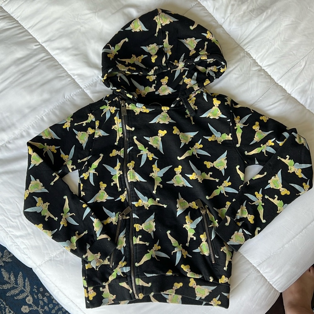 Little Eleven Paris x Disney kids Tinkerbell Asymmetrical Hoodie